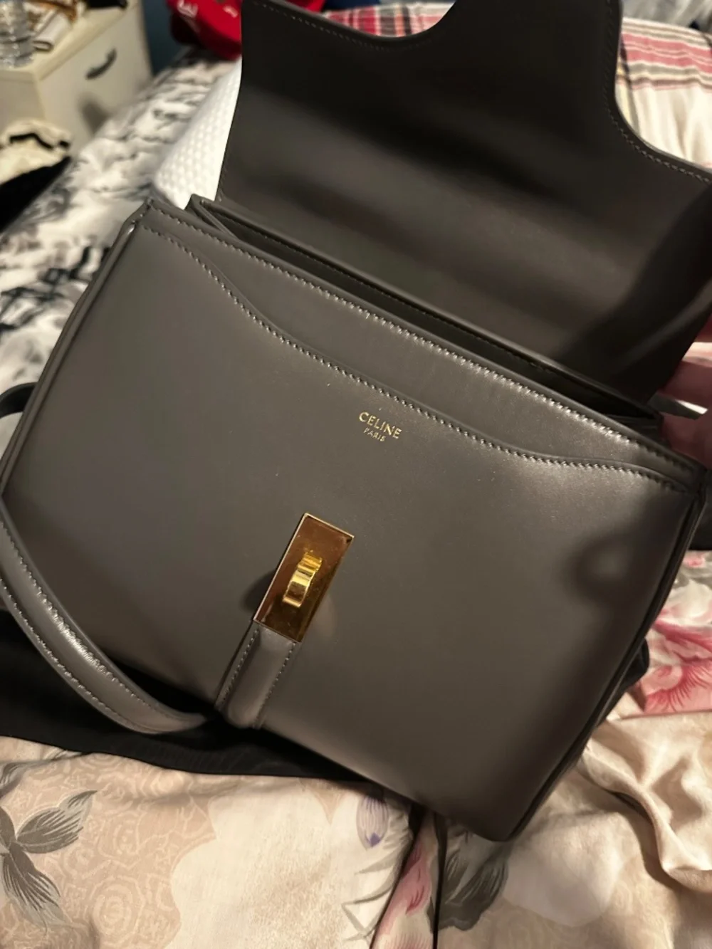 CELINE Women's Satinated smooth Calfskin Leather Bag (Corgi not included)